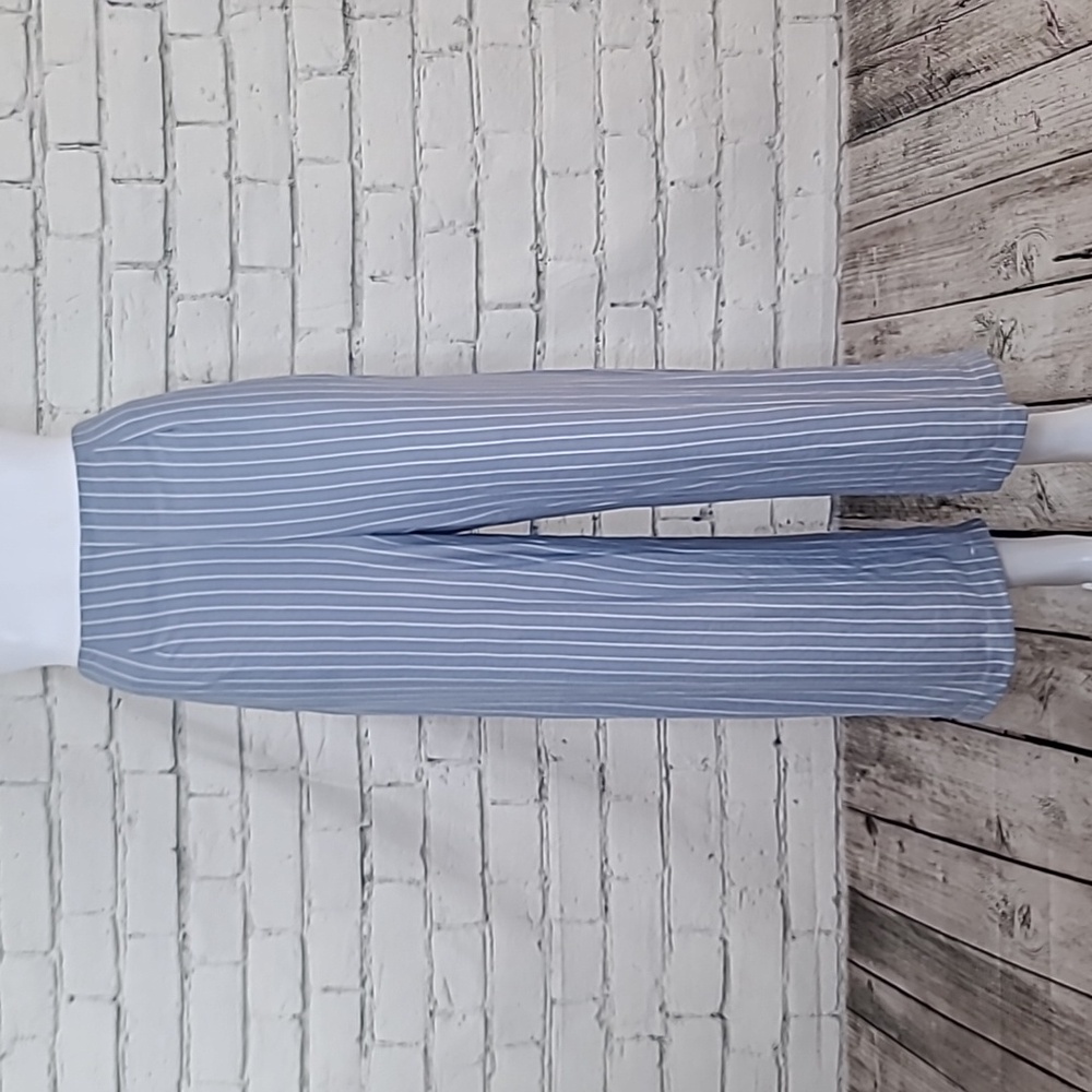 Sage The Label Flowy Wide Leg Pin Stripe Crop Pant in Powder Blue Stripe - NWT